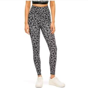 DVF Diane von Furstenberg Women's Black and White Cracked Glass Leggings NWT